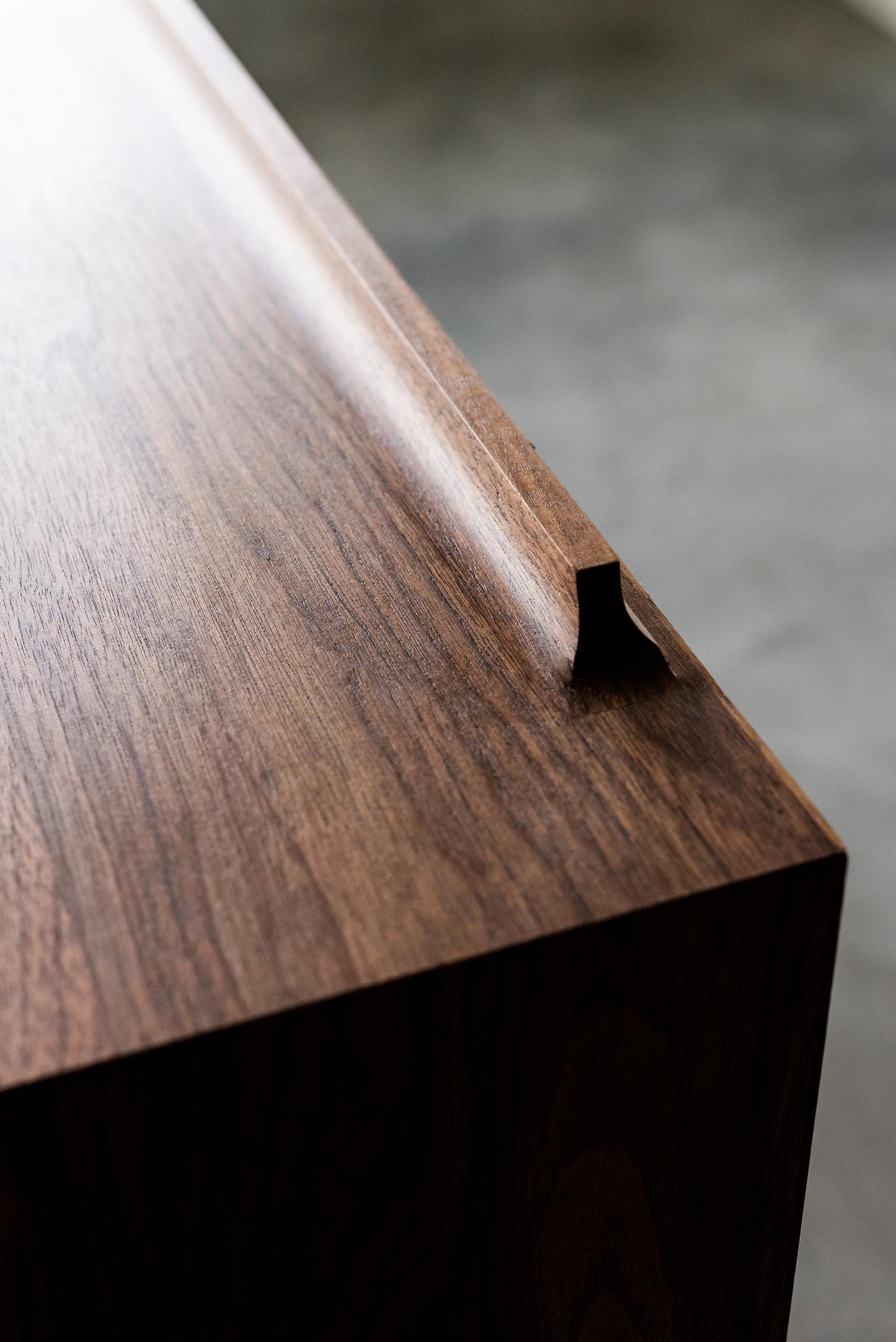 The “Levine Dresser”, Mid Century Modern Hardwood Dresser with a Gallery Rail & Hand Cut Joinery. Fully Customizable Sizing and Drawers.