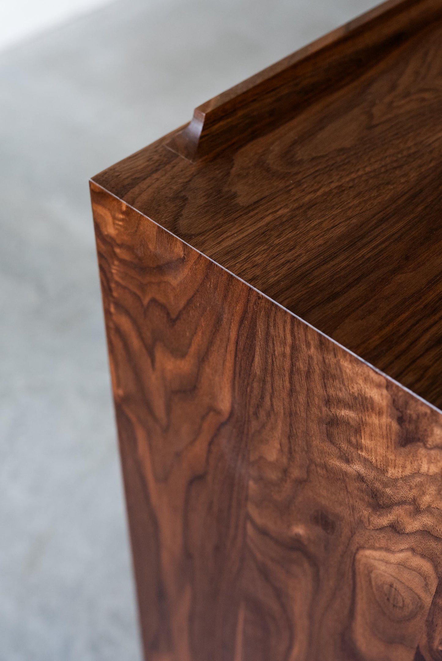 The “Levine Dresser”, Mid Century Modern Hardwood Dresser with a Gallery Rail & Hand Cut Joinery. Fully Customizable Sizing and Drawers.
