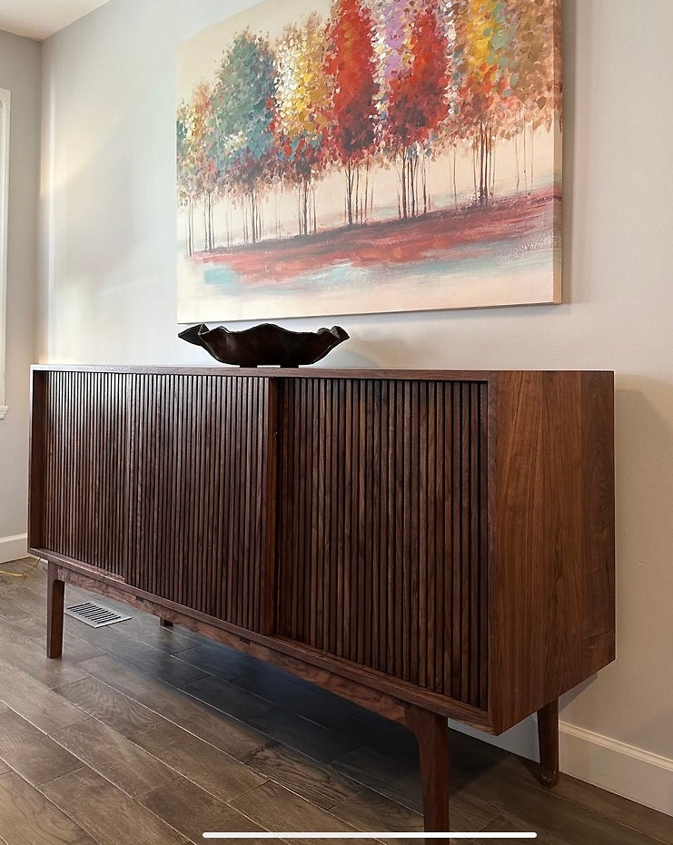Storage Cabinet/Buffet, with 3 Sliding Doors + Adjustable Shelves. Multiple Wood options