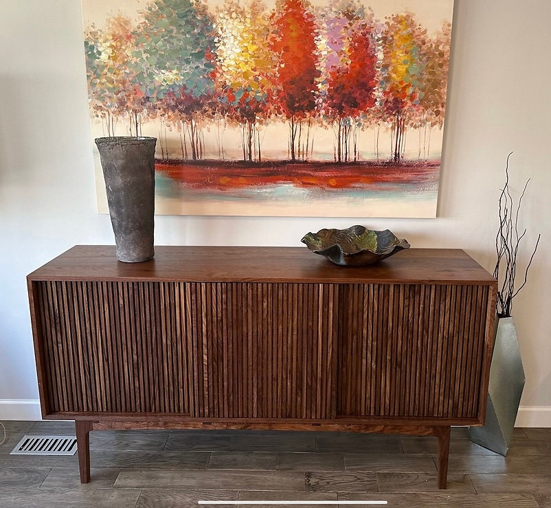 Storage Cabinet/Buffet, with 3 Sliding Doors + Adjustable Shelves. Multiple Wood options